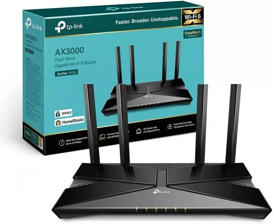 TP-Link Archer AX58 AX3000Mbps Router WiFi 6 Dual-Band 4 xGigabit  2402Mbp/s