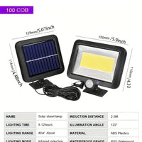 FARO da 100 Led AUTOALIMENTATO con PANNELLO SOLARE con Sensore PIR IMPERMEABILE