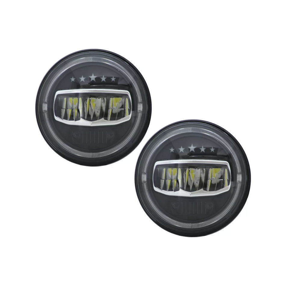 Fari LED 7 Pollici Angel Eye con Luci Diurne per Jeep Wrangler Tj Jk Jl