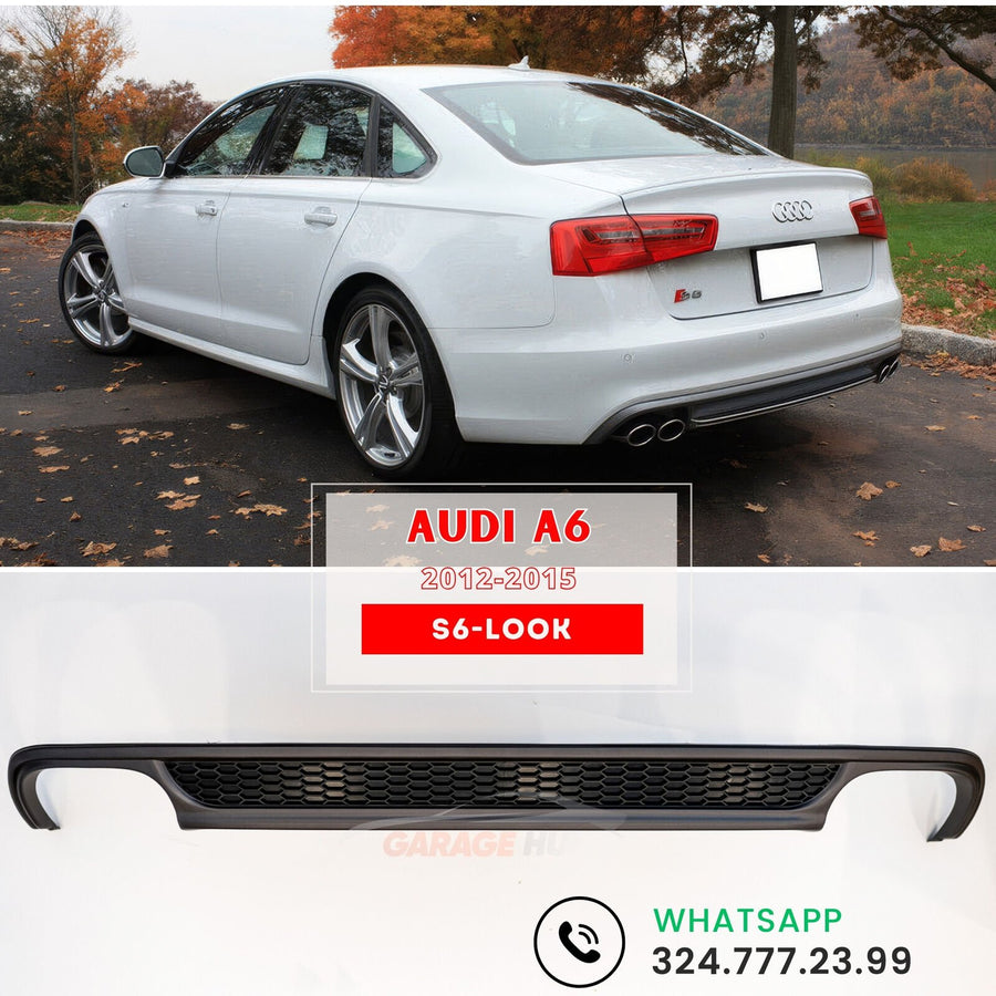 DIFFUSORE ✨S-LINE Upgrade✨ per AUDI A6 C7 2012-2015 POSTERIORE SOTTO PARAURTI ABS