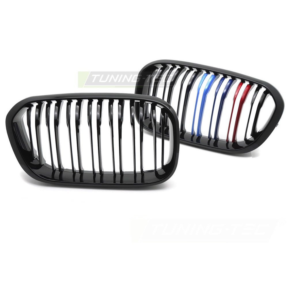 Griglia Sport Nero Lucido Tri-Colour Doppio Bar per BMW Serie 1 F20 (15-18)