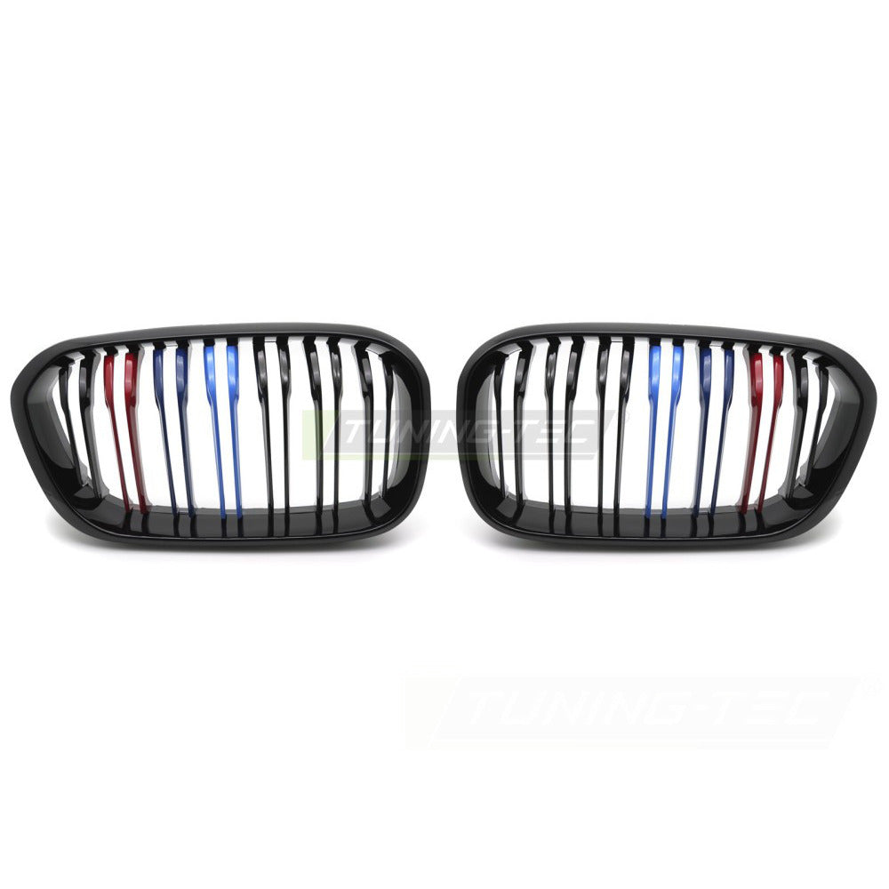 Griglia Sport Nero Lucido Tri-Colour Doppio Bar per BMW Serie 1 F20 (15-18)