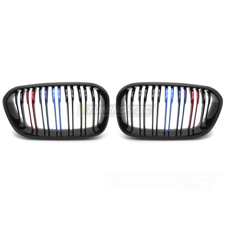 Griglia Sport Nero Lucido Tri-Colour Doppio Bar per BMW Serie 1 F20 (15-18)