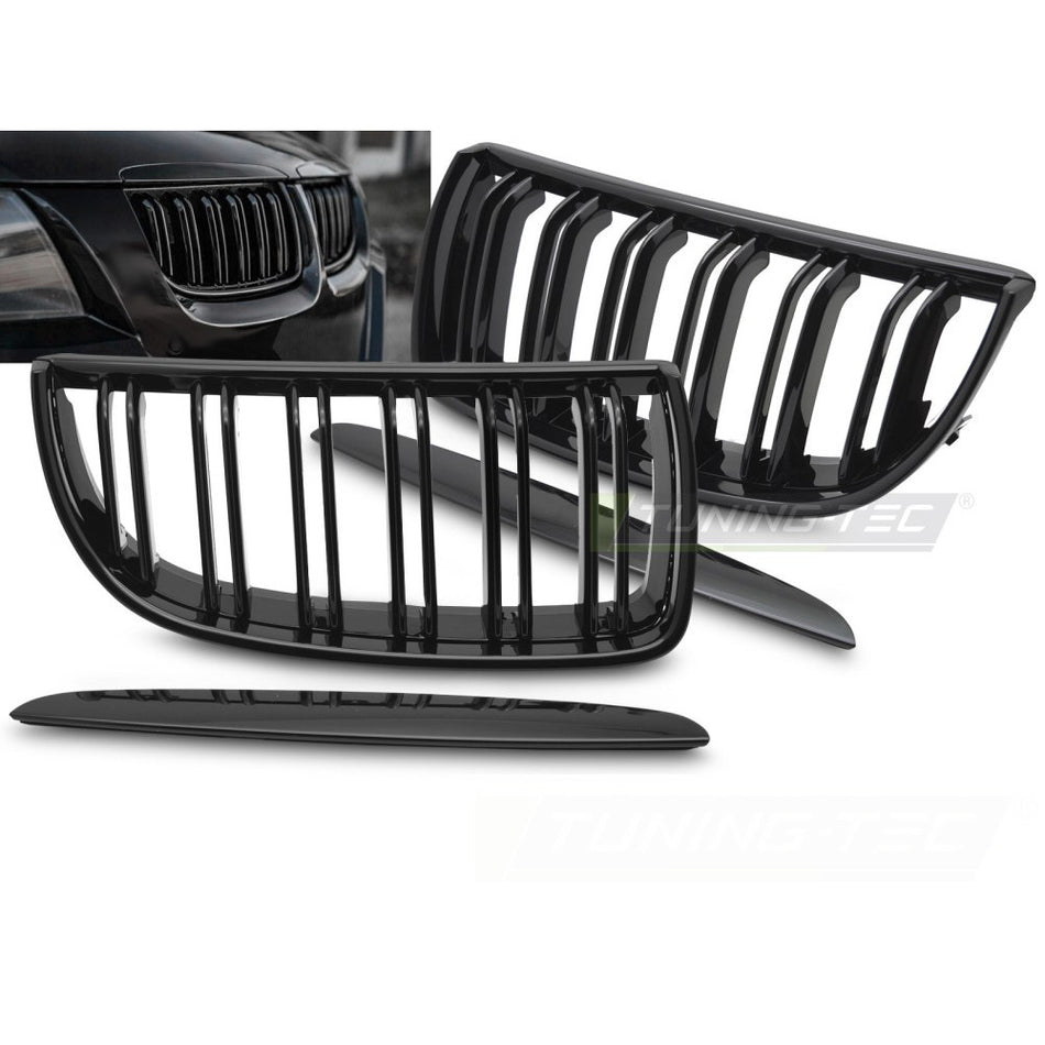Griglia Sport Nero Lucido Doppio Bar per BMW Serie 3 E90 (2005-2008)