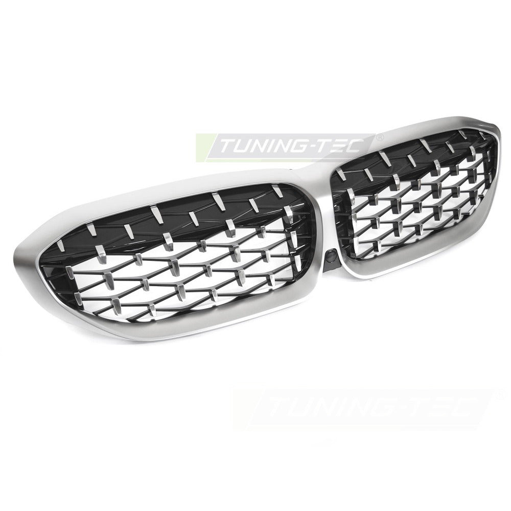Griglia Diamond Argento Opaco Cromato per BMW Serie 3 G20 (anni 19-22)