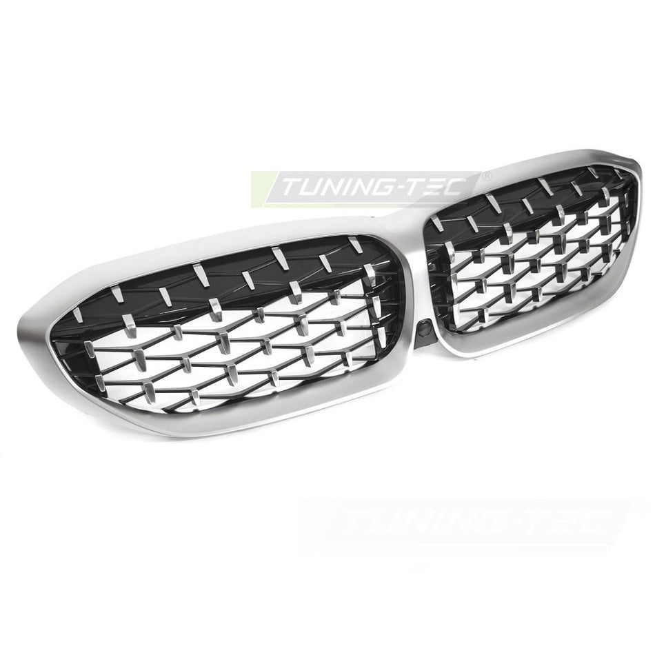 Griglia Diamond Argento Opaco Cromato per BMW Serie 3 G20 (anni 19-22)