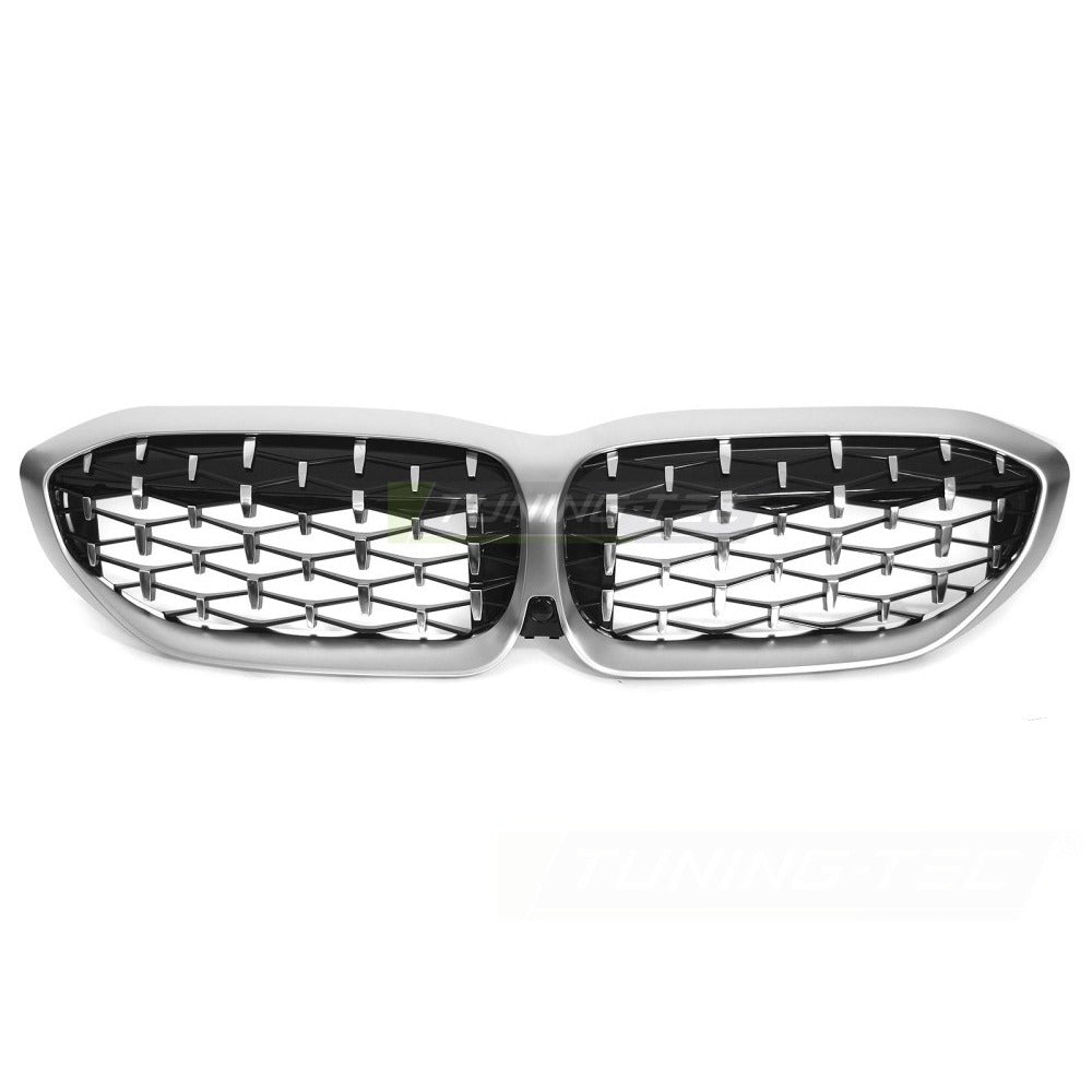 Griglia Diamond Argento Opaco Cromato per BMW Serie 3 G20 (anni 19-22)