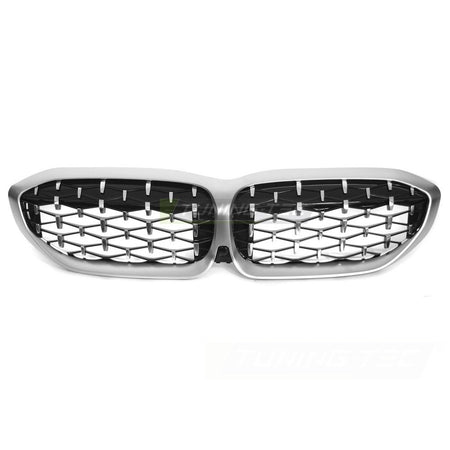 Griglia Diamond Argento Opaco Cromato per BMW Serie 3 G20 (anni 19-22)