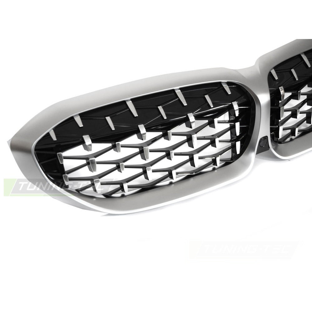 Griglia Diamond Argento Opaco Cromato per BMW Serie 3 G20 (anni 19-22)