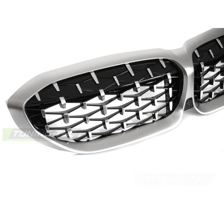 Griglia Diamond Argento Opaco Cromato per BMW Serie 3 G20 (anni 19-22)