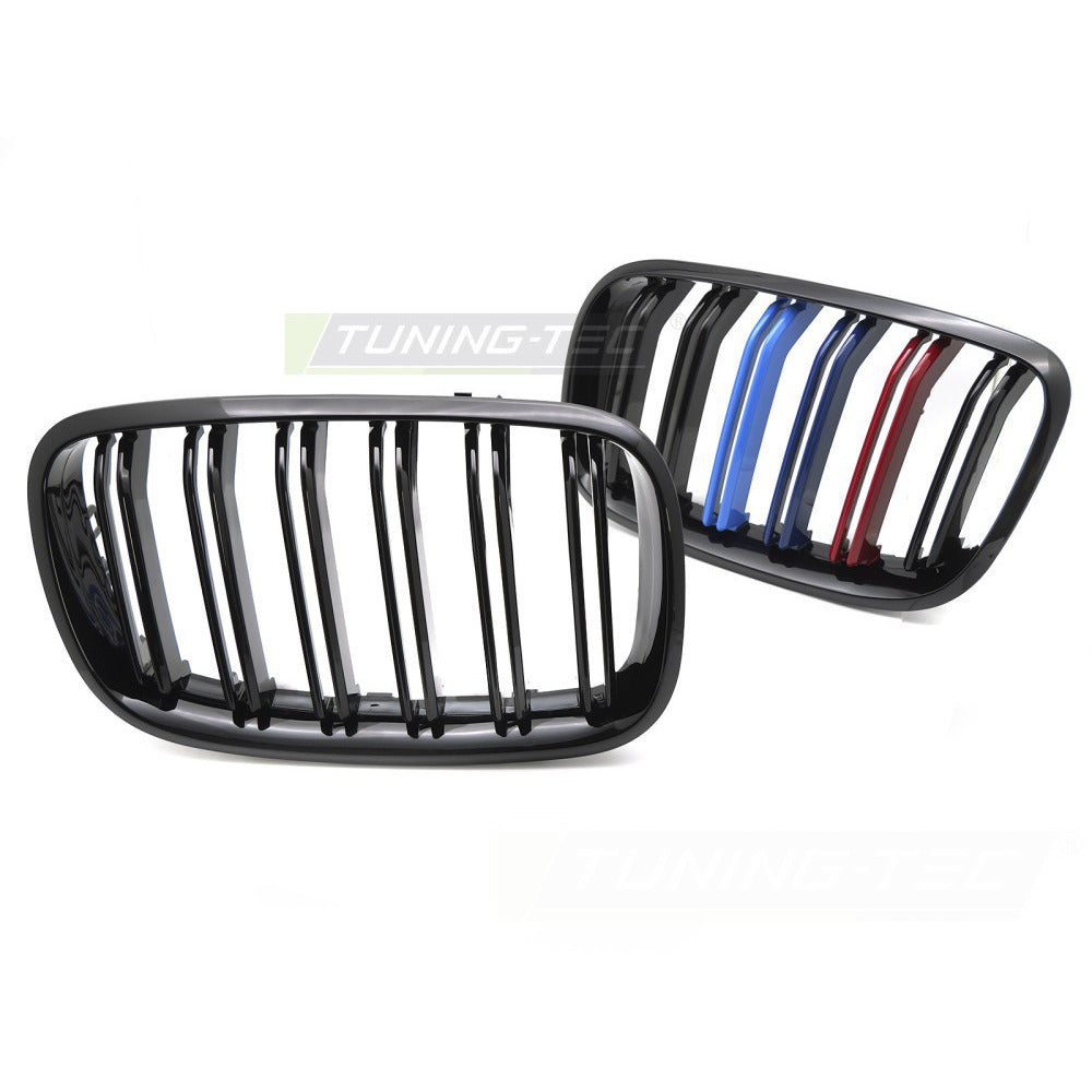 Griglia Sport Nero Lucido Tri-Colour Doppio Bar per BMW X5 E70 (07-13) e X6 E71