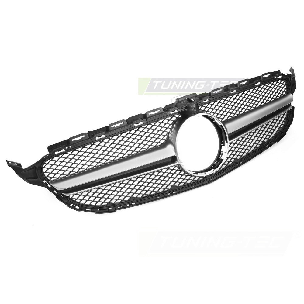 Griglia Nero Argento con Foro per Telecamera per Mercedes W205 14-18/S205