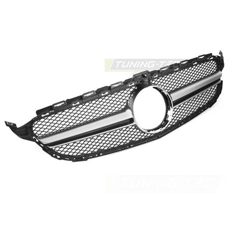 Griglia Nero Argento con Foro per Telecamera per Mercedes W205 14-18/S205