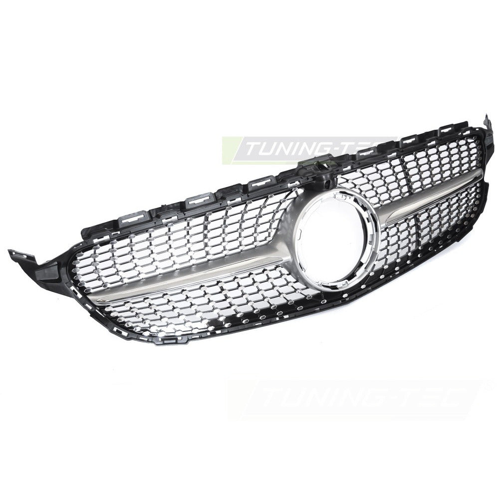 Griglia Diamond Argento Cromato con Foro per Telecamera per Mercedes W205 18-21