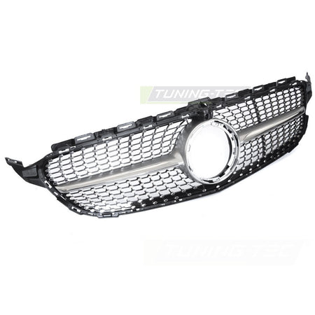 Griglia Diamond Argento Cromato con Foro per Telecamera per Mercedes W205 18-21