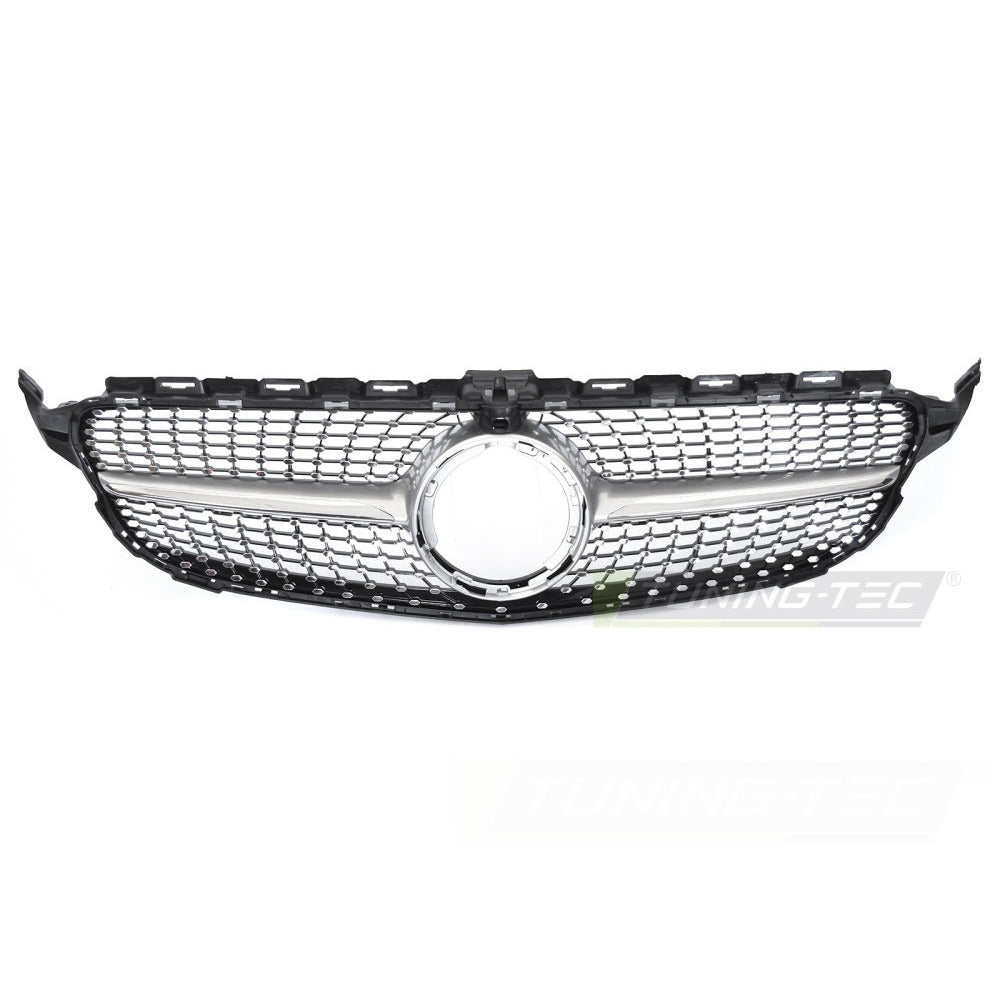 Griglia Diamond Argento Cromato con Foro per Telecamera per Mercedes W205 18-21