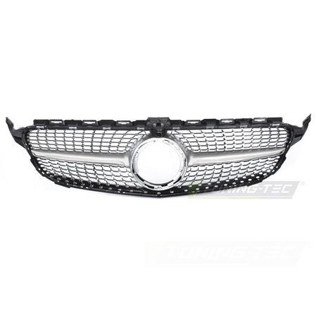 Griglia Diamond Argento Cromato con Foro per Telecamera per Mercedes W205 18-21
