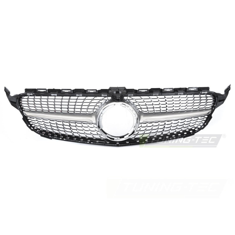 Griglia Diamond Argento Cromato con Foro per Telecamera per Mercedes W205 18-21