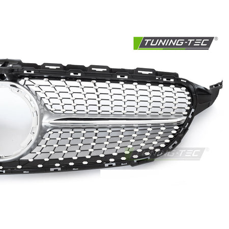 Griglia Diamond Argento Cromato con Foro per Telecamera per Mercedes W205 18-21