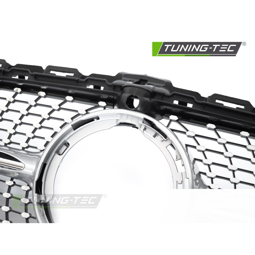 Griglia Diamond Argento Cromato con Foro per Telecamera per Mercedes W205 18-21