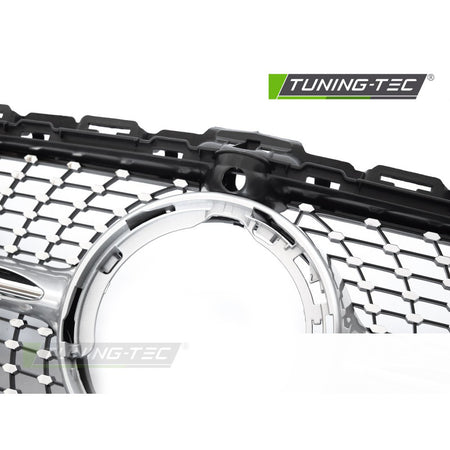Griglia Diamond Argento Cromato con Foro per Telecamera per Mercedes W205 18-21