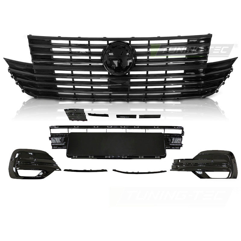 Griglia con Elemento Paraurti con Logo Base Nero Lucido per Volkswagen T6.1