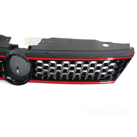 Griglia Sport Style Nero Lucido con Rosso Lines per Volkswagen Jetta VI (11-14)