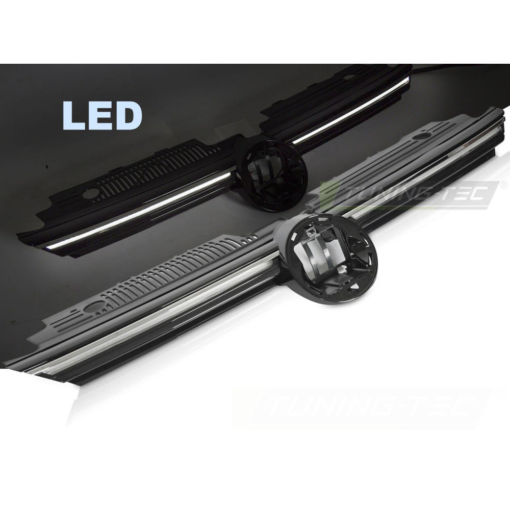 Griglia Con LED Sport Nero Lucido Con Linea Argento per Volkswagen Golf VIII