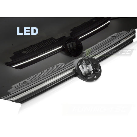 Griglia Con LED Sport Nero Lucido Con Linea Argento per Volkswagen Golf VIII