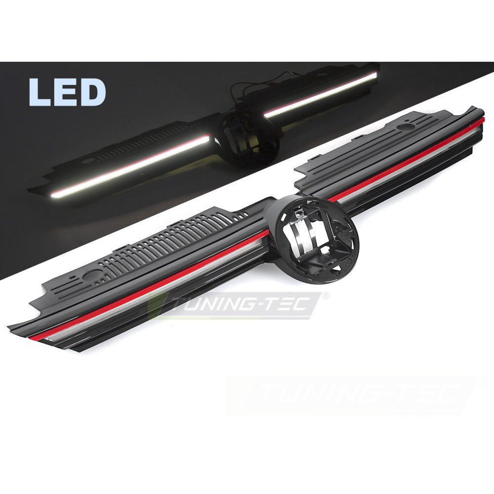 Griglia Con LED Sport Nero Lucido Con Linea Rossa per Volkswagen Golf VIII 19-24