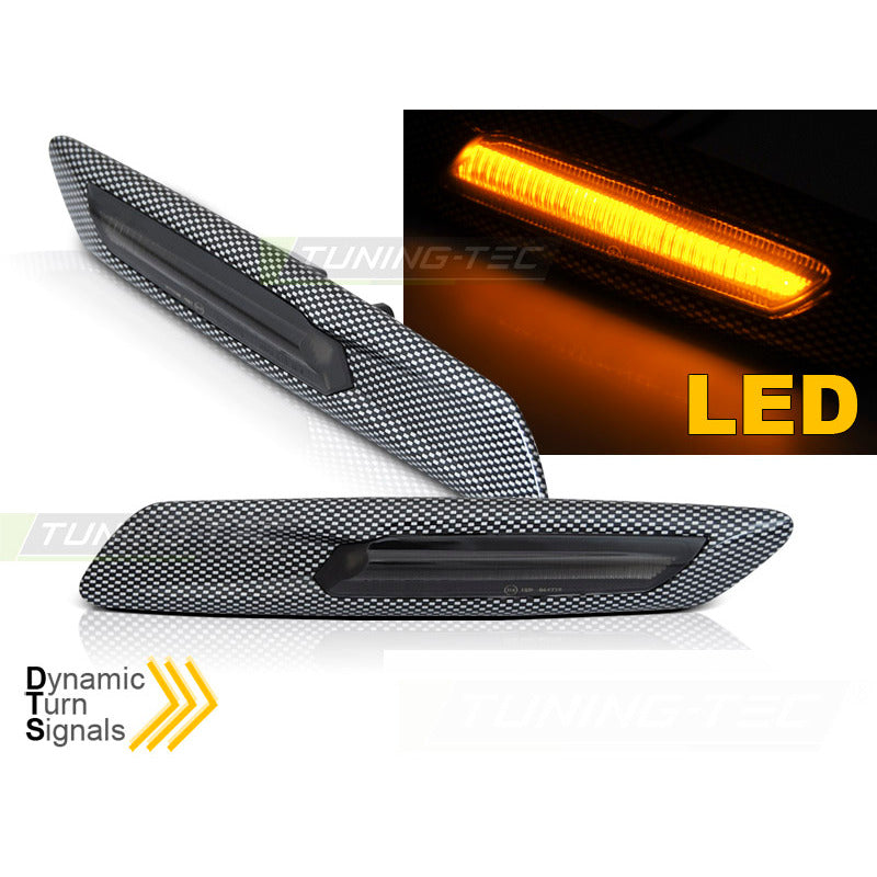 Laterale Direzione Carbonio Fumoso Sequenziale LED per BMW F10/F11 (10-13)