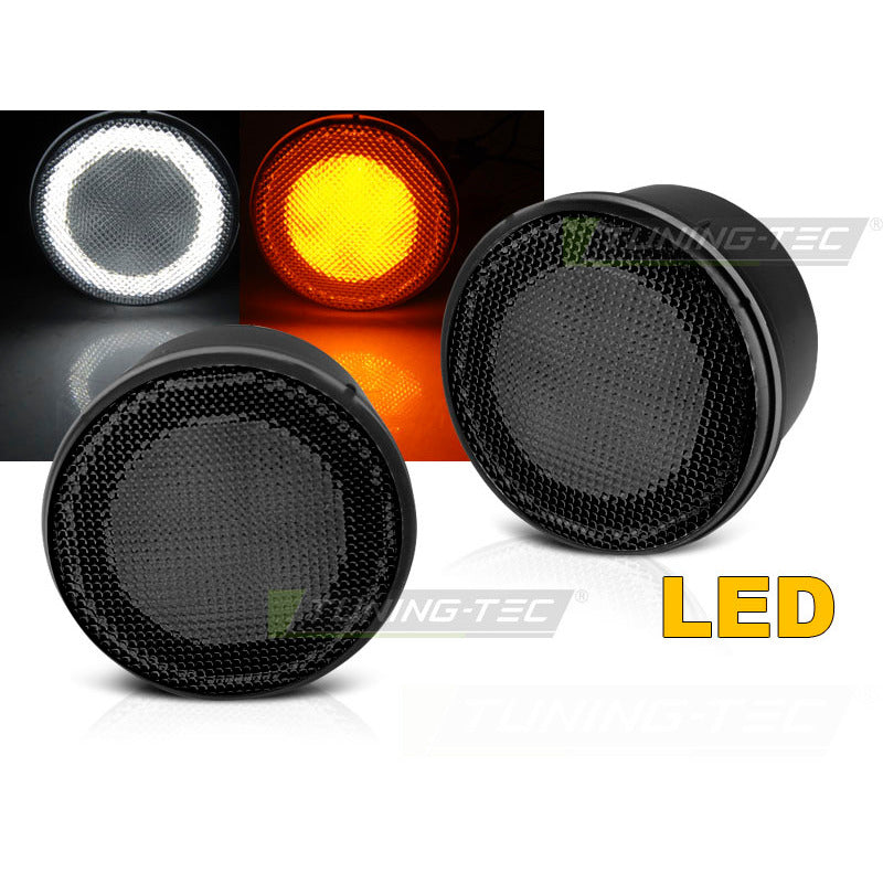 Chrysler Jeep Wrangler Jk 07-18 LED Fumé Fari Anteriori Fumè 2 Pezzi