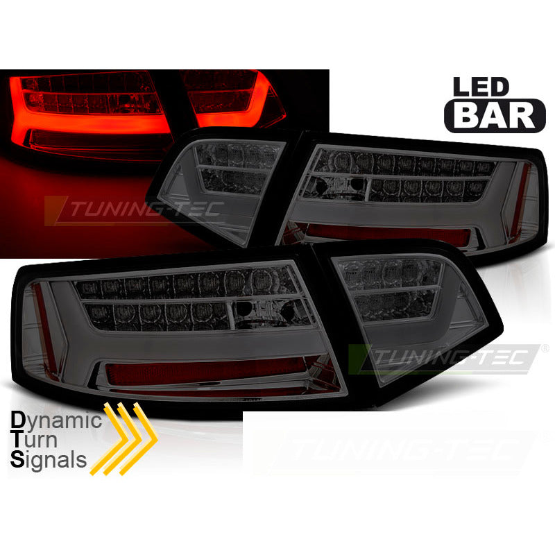 Fanali Posteriori LED Bar Fumè Sequenziali per Audi A6 (2008-2011) Berlina