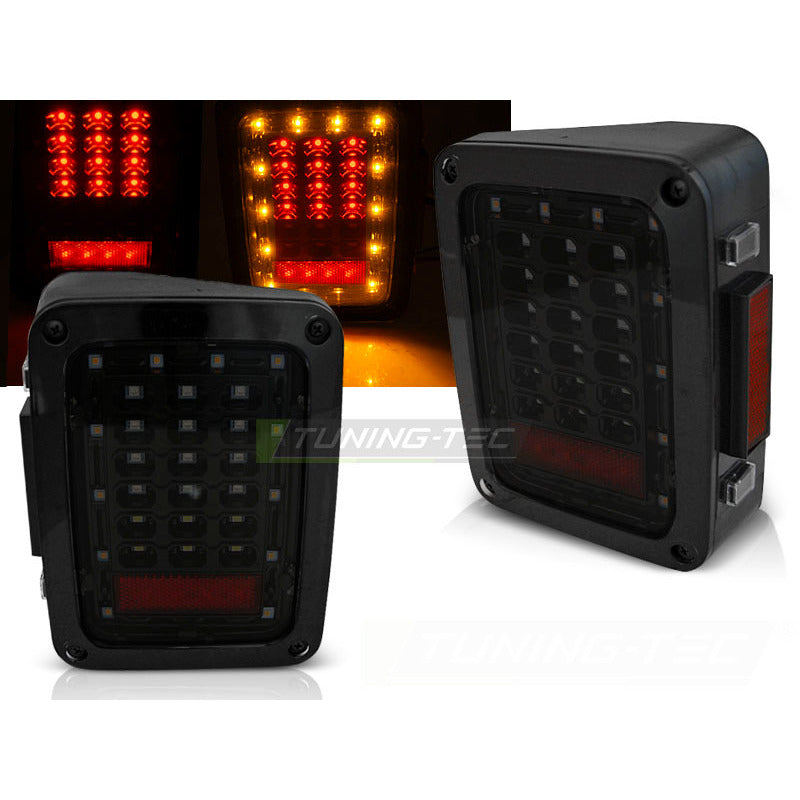 Jeep Wrangler Jk 07-18 LED Fumé Fari Anteriori Fumè 2 Pezzi Omologati TUV