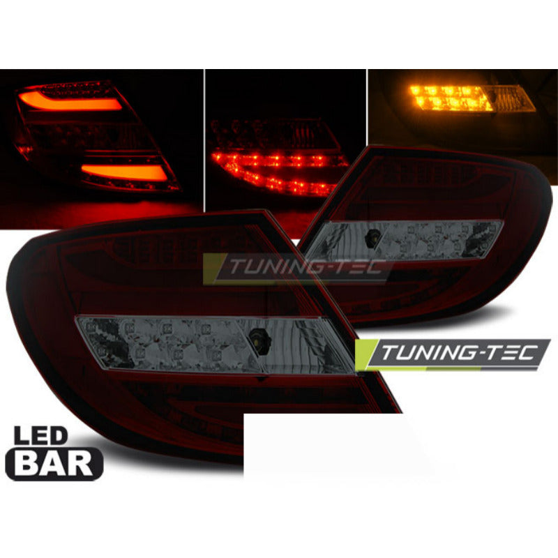 LED Bar Fanali Posteriori Rosso Fumé per Mercedes-Benz Classe C W204 Berlina
