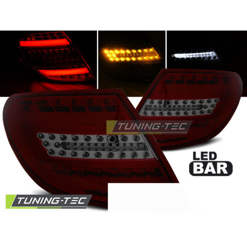 LED Bar Fanali Posteriori Rosso Fumé per Mercedes Classe C W204 Berlina 07-10