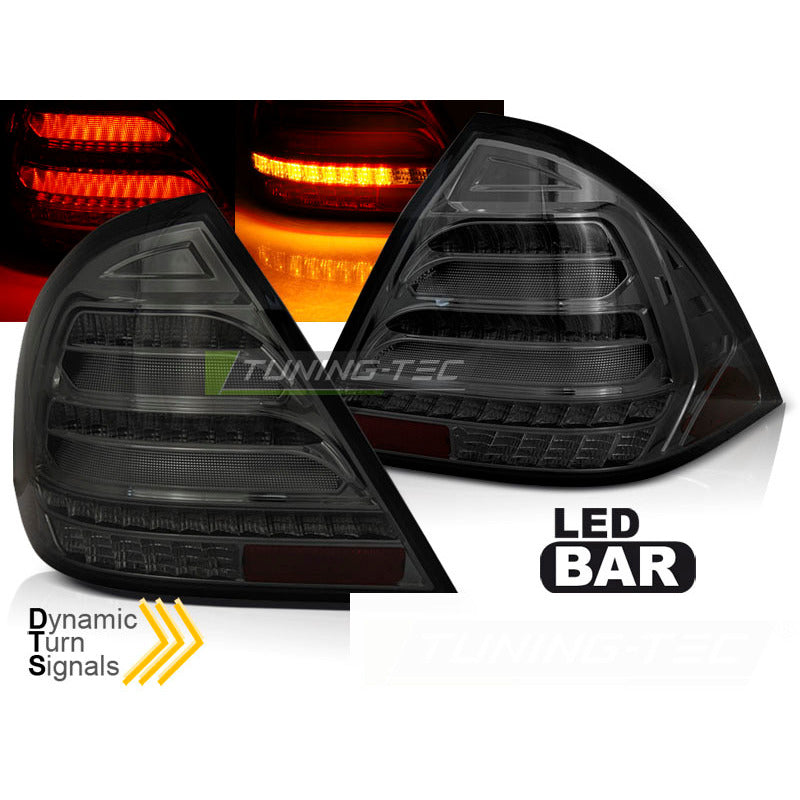 Fanali Posteriori LED Bar Fumè Sequenziali per Mercedes W203 Berlina 00-04