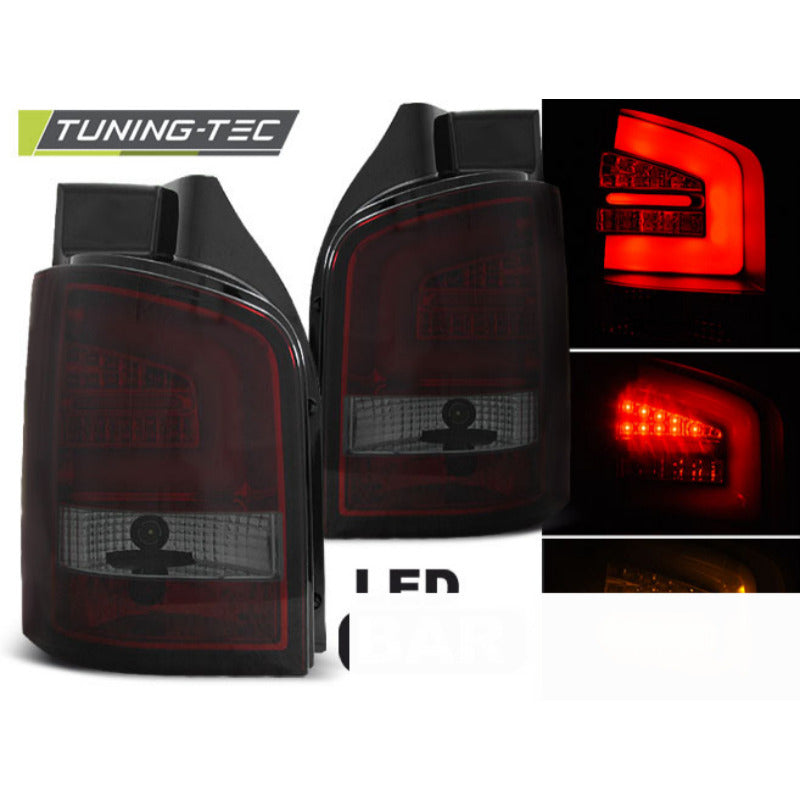LED Bar Fanali Posteriori Rosso Fumé per Volkswagen T5 (2004-2015) Fanali