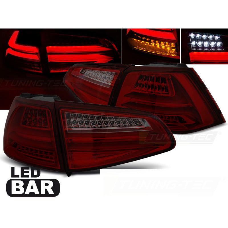 LED Bar Tail Lights Red Smoke per Volkswagen Golf 7 (2013-2017)