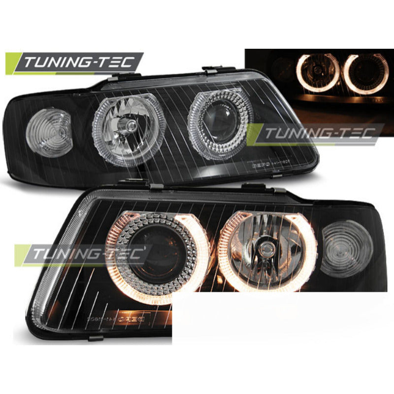 Fari Angel Eyes Nero per Audi A3 (00-03) - Fanali Anteriori Neri