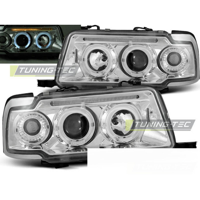 Fari Angel Eyes Cromato per Audi 80 B4 (09.91-04.96) Fanali Anteriori