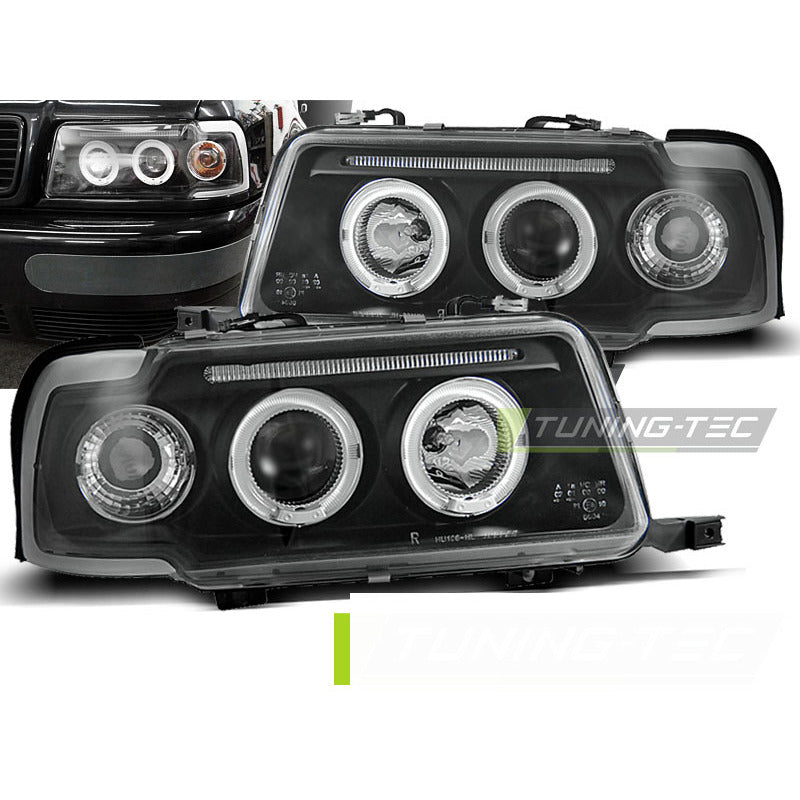 Fari Angel Eyes Nero per Audi 80 B4 (09.91-04.96) Fanali Anteriori