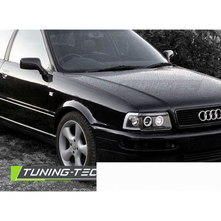 Fari Angel Eyes Nero per Audi 80 B4 (09.91-04.96) Fanali Anteriori