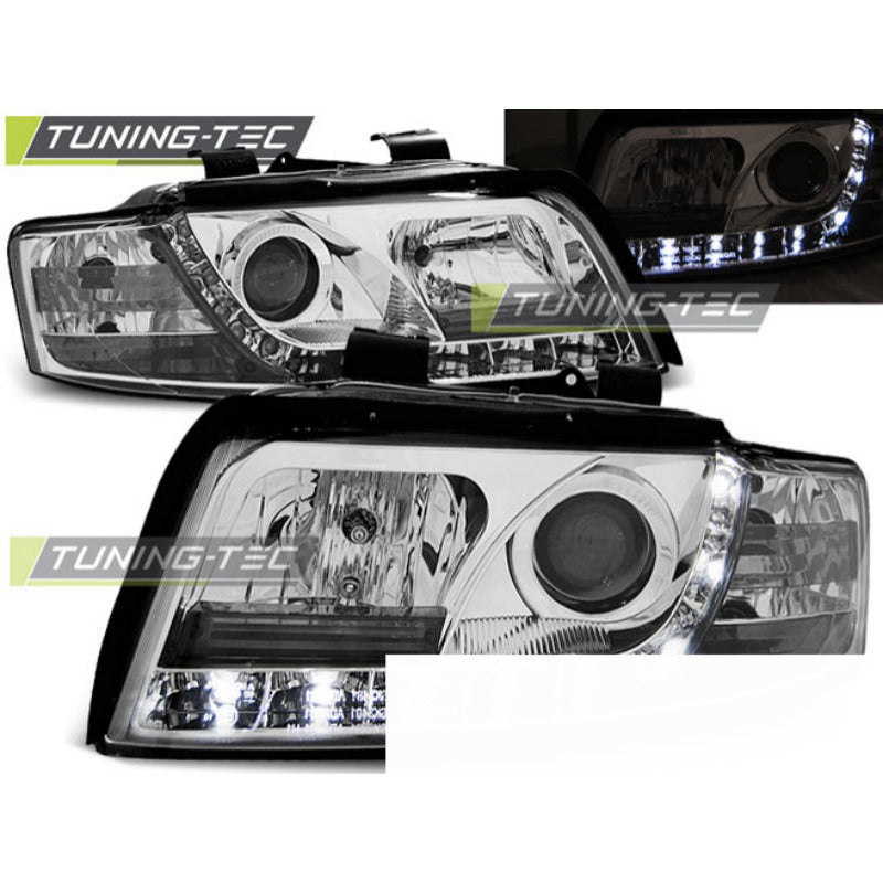 Fari Daylight Cromato per Audi A4 (10.00-10.04) - Fanali Anteriori Cromato