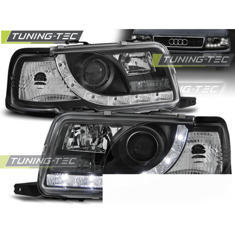 Fari Daylight Nero per Audi 80 B4 (09.91-04.96) Fanali Anteriori Neri