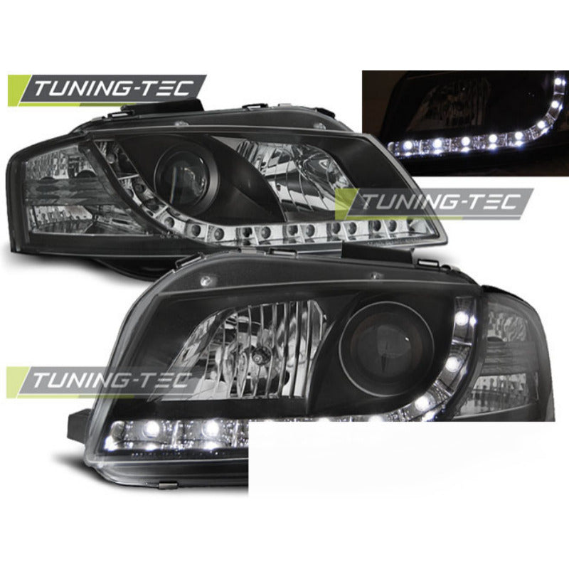 Fari Daylight Nero per Audi A3 8P (05.03-03.08) - Fanali Anteriori