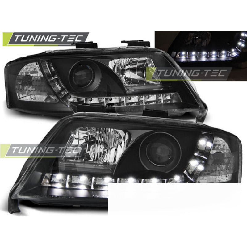 Fari Daylight Nero per Audi A6 (06.01-05.04) - Fanali Anteriori Neri