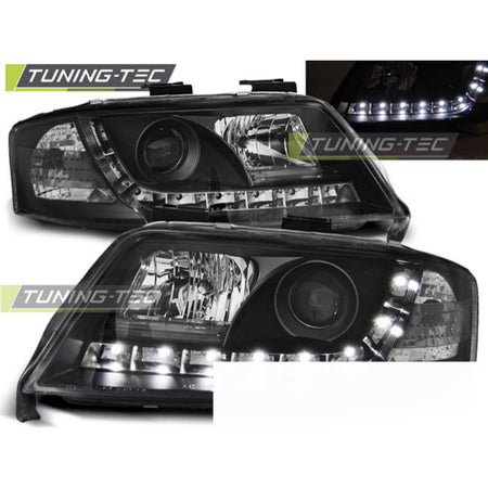 Fari Daylight Nero per Audi A6 (06.01-05.04) - Fanali Anteriori Neri