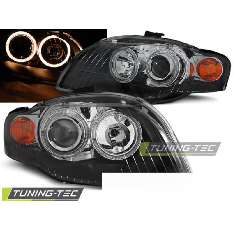 Fari Angel Eyes Nero per Audi A4 B7 (11.04-03.08) Fanali Anteriori