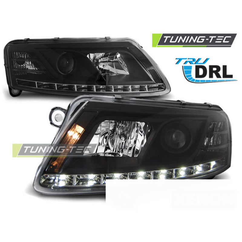 Xenon Fari True DRL Nero per Audi A6 C6 (2004-2008) Luci Diurne